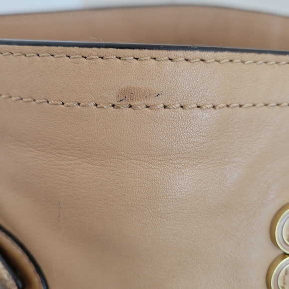 Coach Leather Collette Shoulder Bag Tan with Reptile skin Strap - Picture 3 of 9